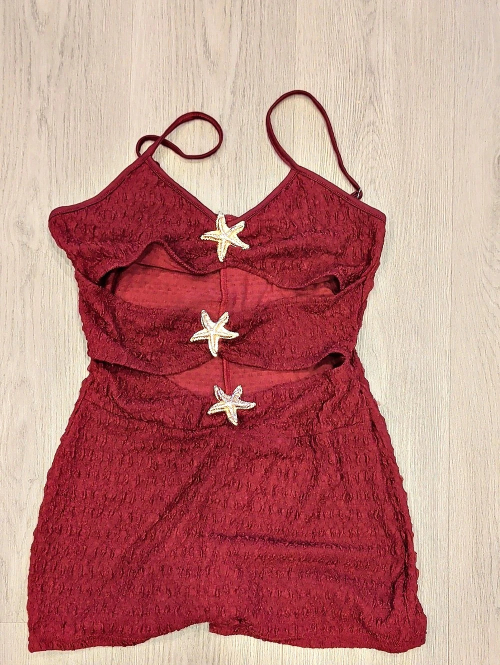 Starfish Embellished Swimsuit in Burgundy Red Red Size Medium